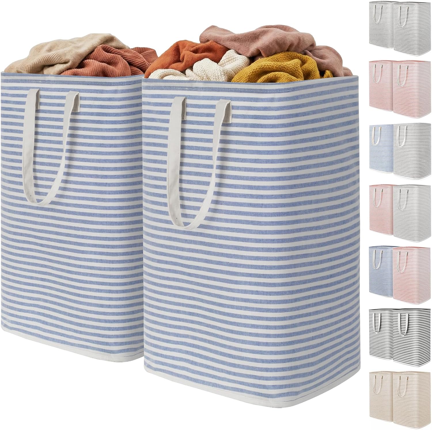 2 Pack Laundry Basket 80L Each, Collapsible Clothes Hamper with Reinforced Handles