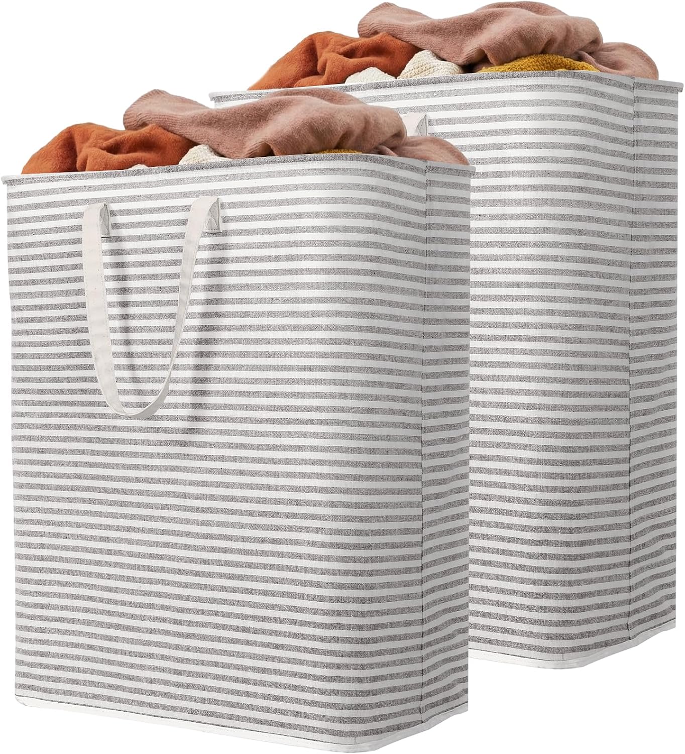 2 Pack Laundry Basket 80L Each, Collapsible Clothes Hamper with Reinforced Handles