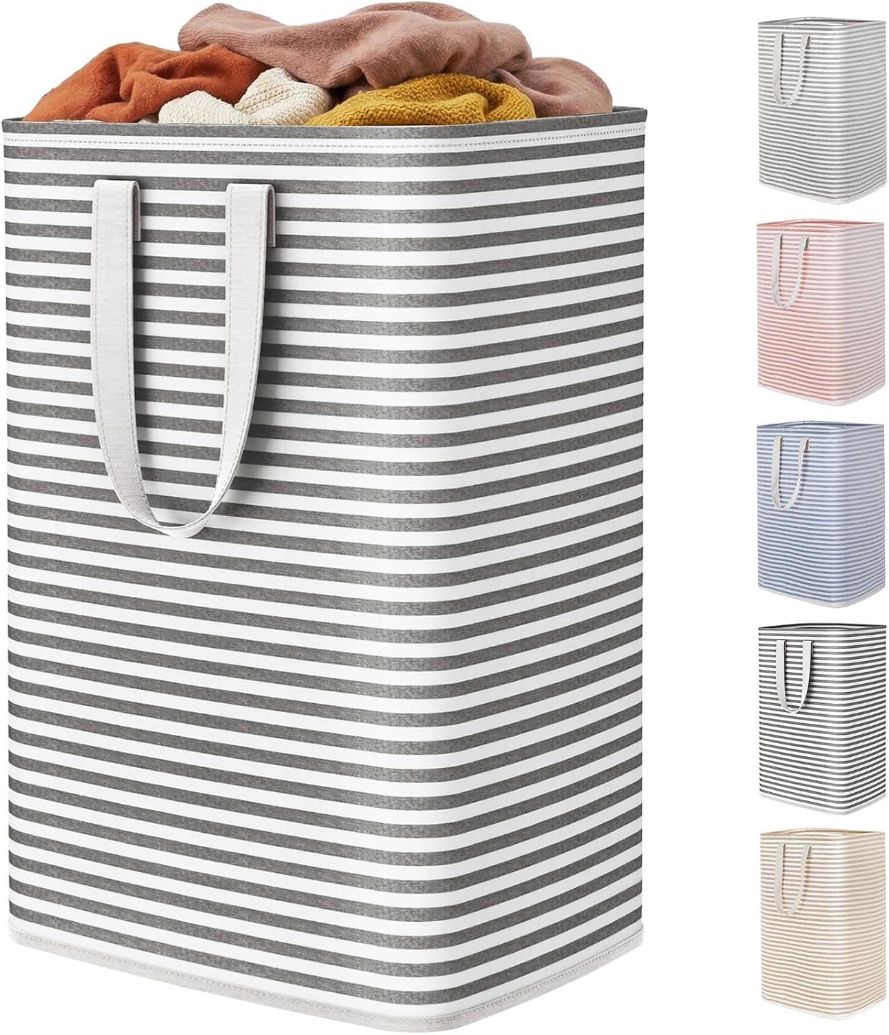 2 Pack Laundry Basket 80L Each, Collapsible Clothes Hamper with Reinforced Handles