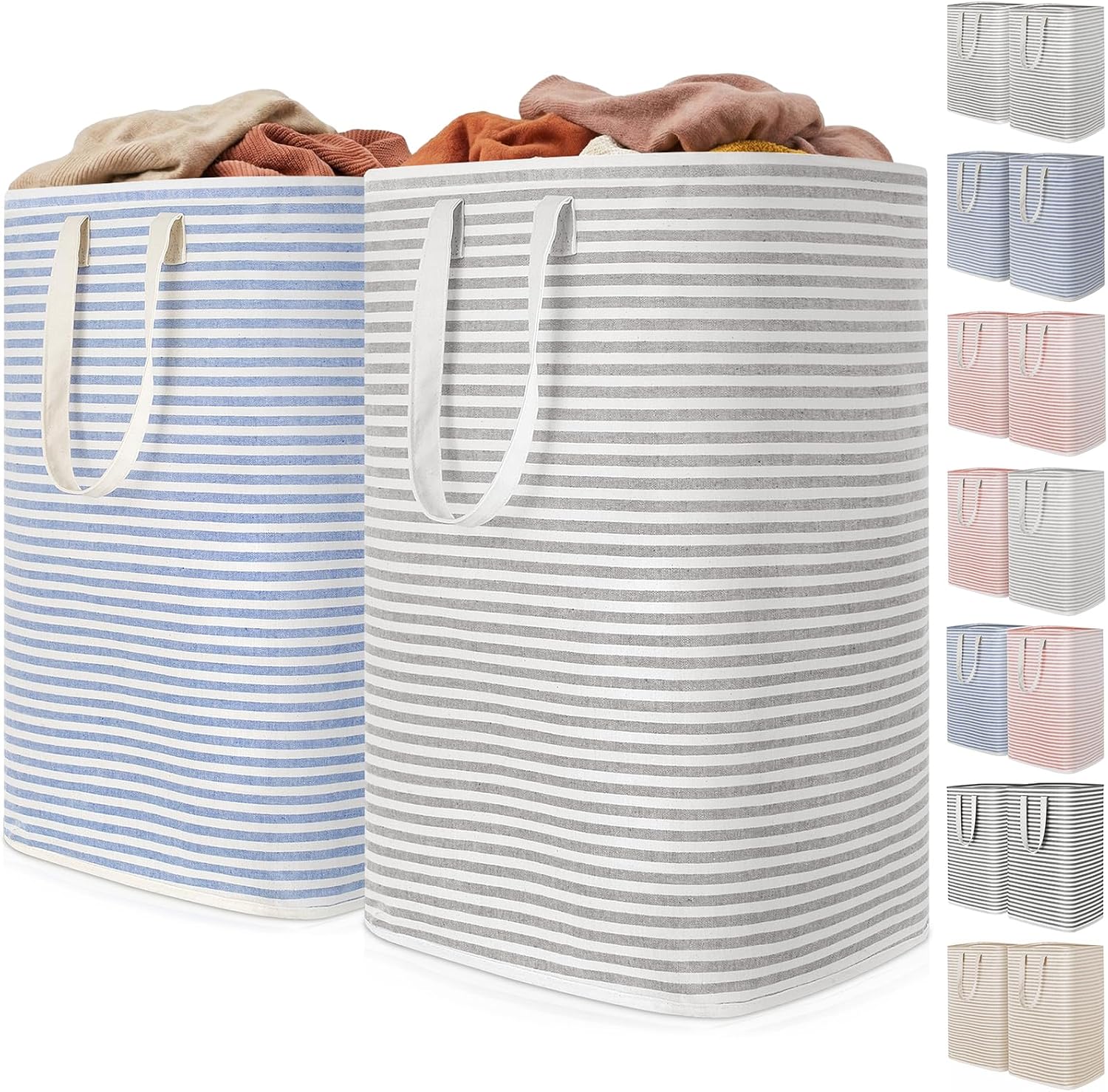 2 Pack Laundry Basket 80L Each, Collapsible Clothes Hamper with Reinforced Handles