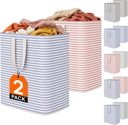 2 Pack Laundry Basket 80L Each, Collapsible Clothes Hamper with Reinforced Handles