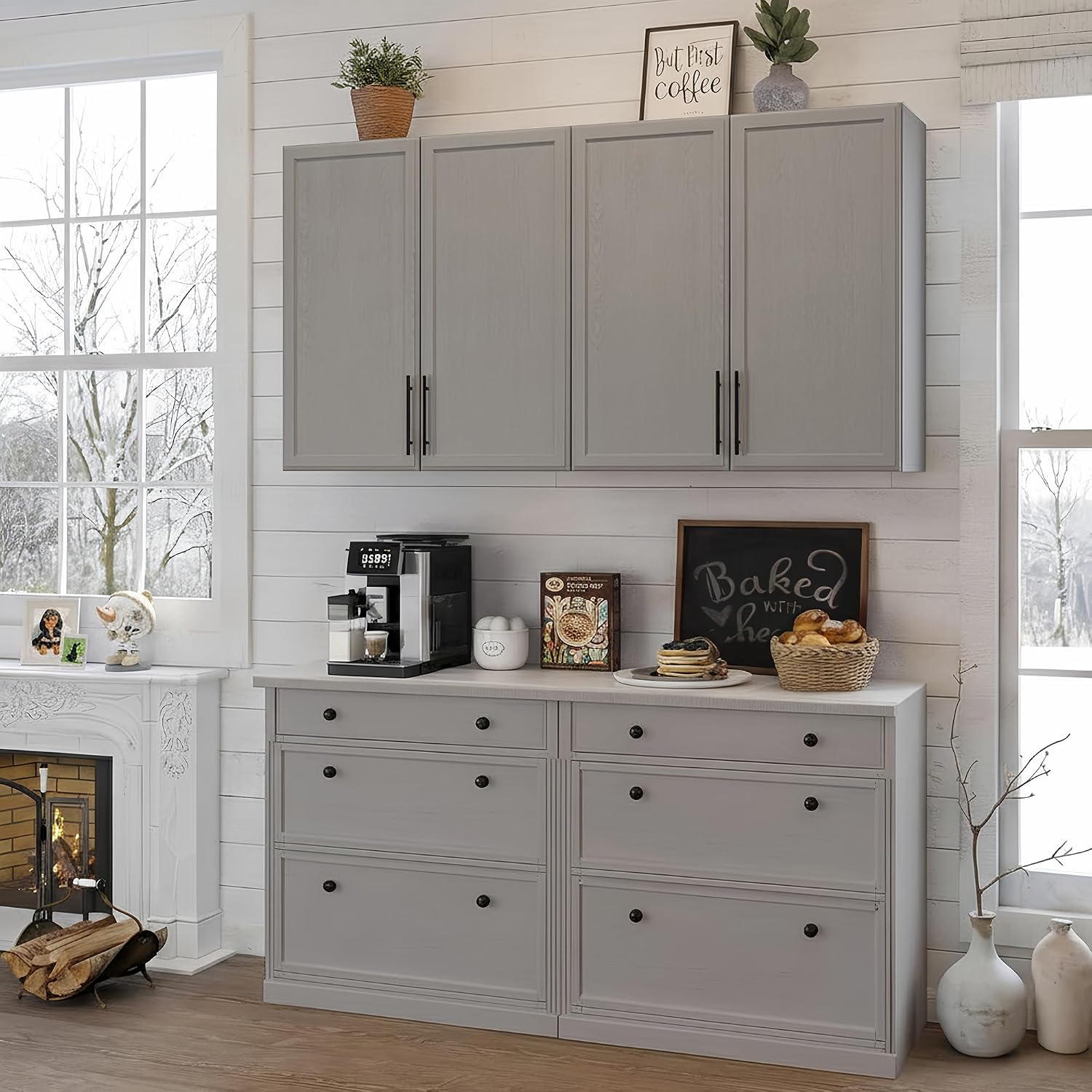 59" Wall Cabinets for Laundry Room with Adjustable Shelf