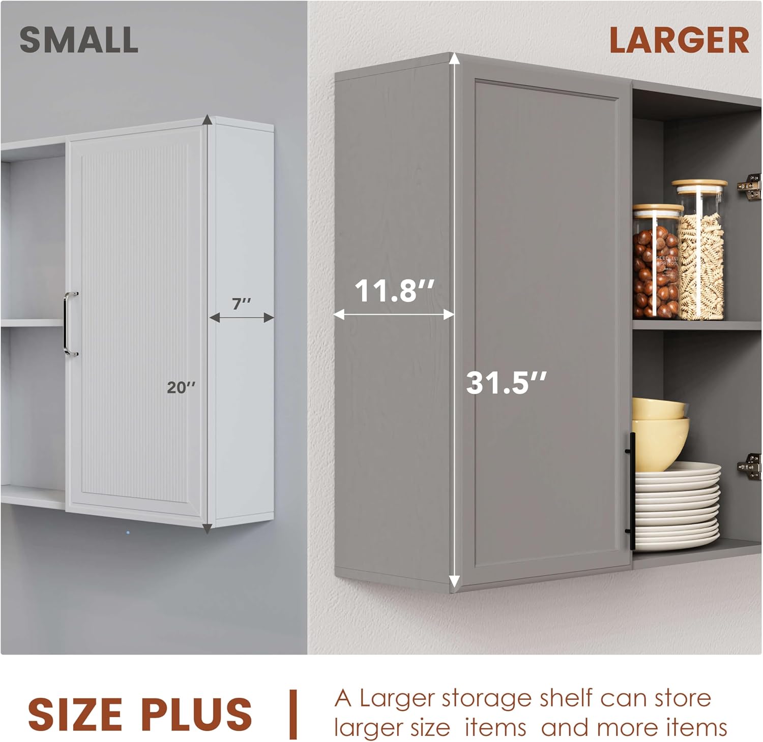 59" Wall Cabinets for Laundry Room with Adjustable Shelf