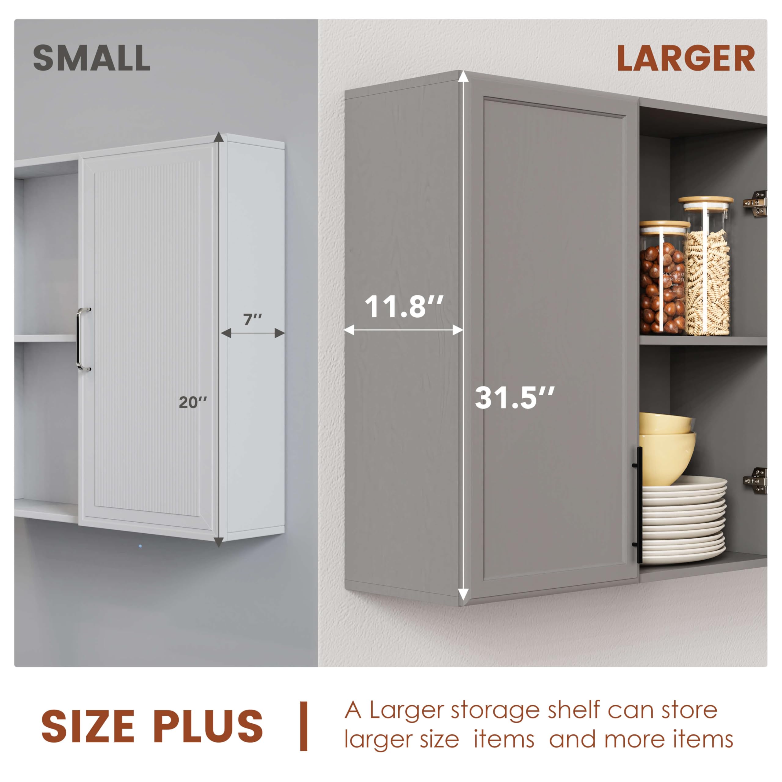 59" Wall Cabinets for Laundry Room with Adjustable Shelf