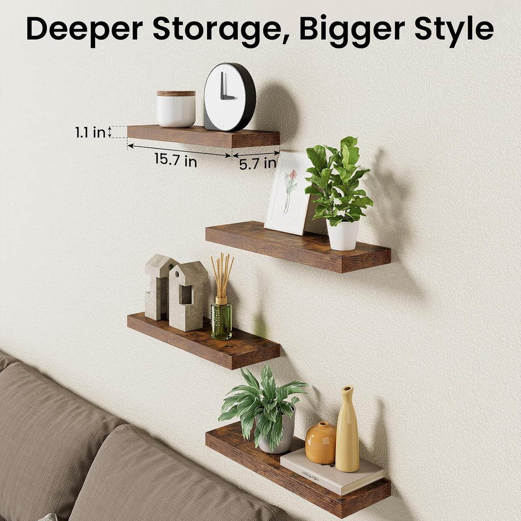 Rustic Brown Bathroom Floating Shelves