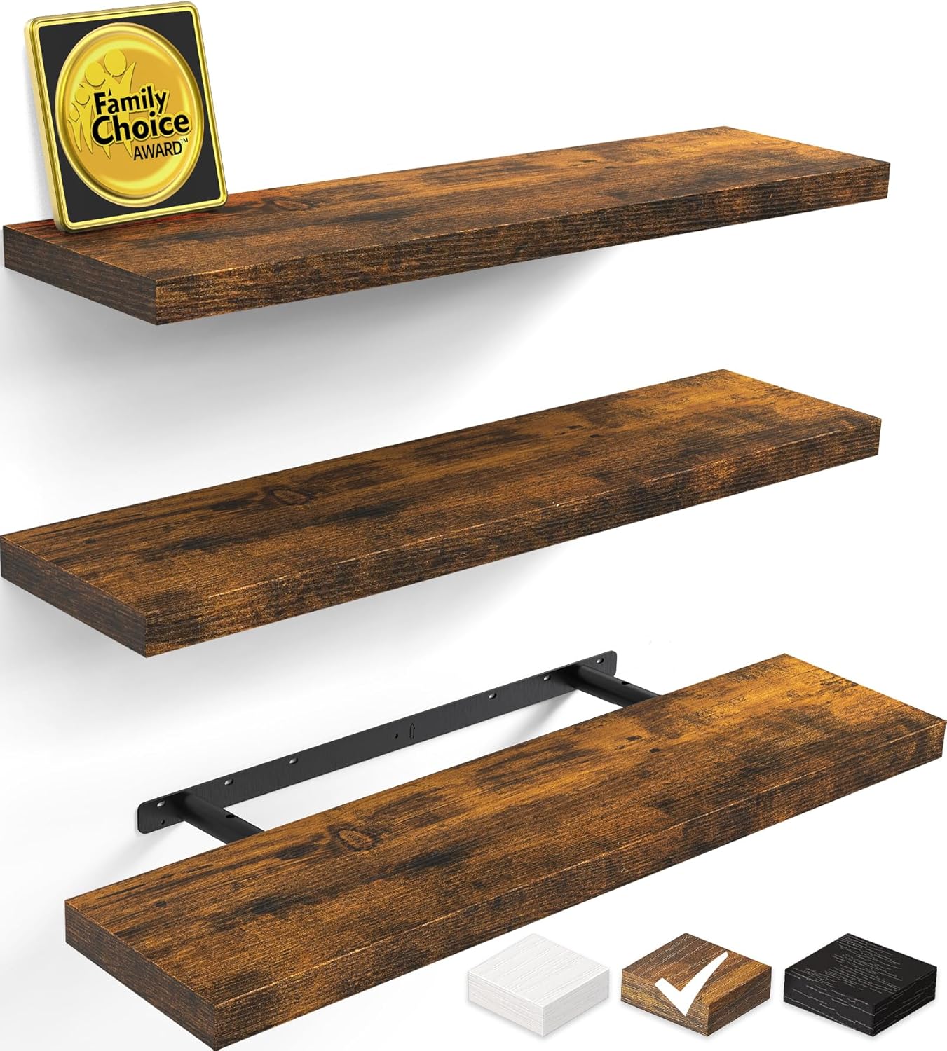 Rustic Brown Bathroom Floating Shelves