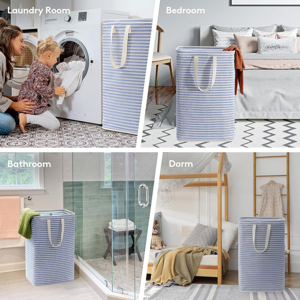 2 Pack Laundry Basket 80L Each, Collapsible Clothes Hamper with Reinforced Handles