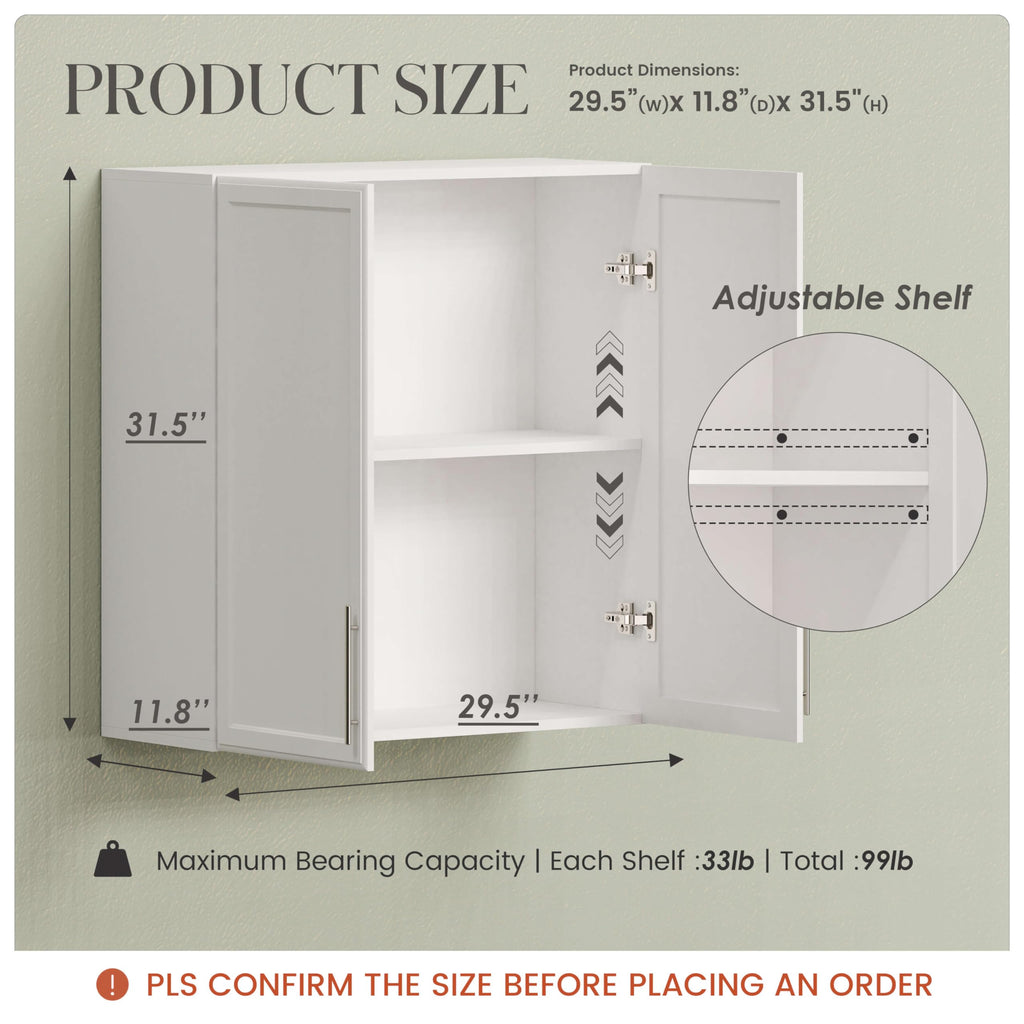59" Wall Cabinets for Laundry Room with Adjustable Shelf