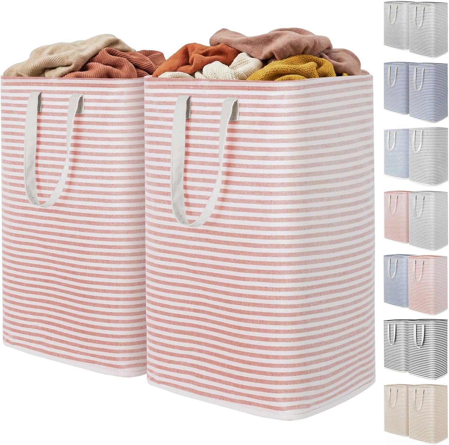 2 Pack Laundry Basket 80L Each, Collapsible Clothes Hamper with Reinforced Handles