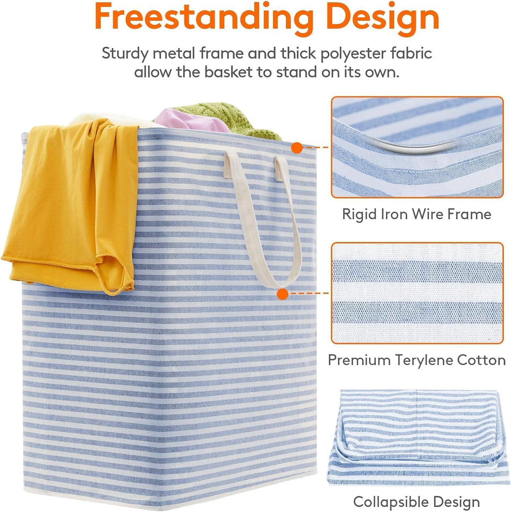 2 Pack Laundry Basket 80L Each, Collapsible Clothes Hamper with Reinforced Handles