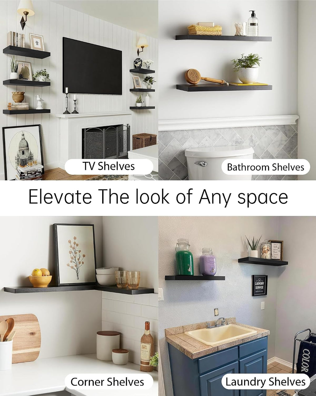 Rustic Brown Bathroom Floating Shelves