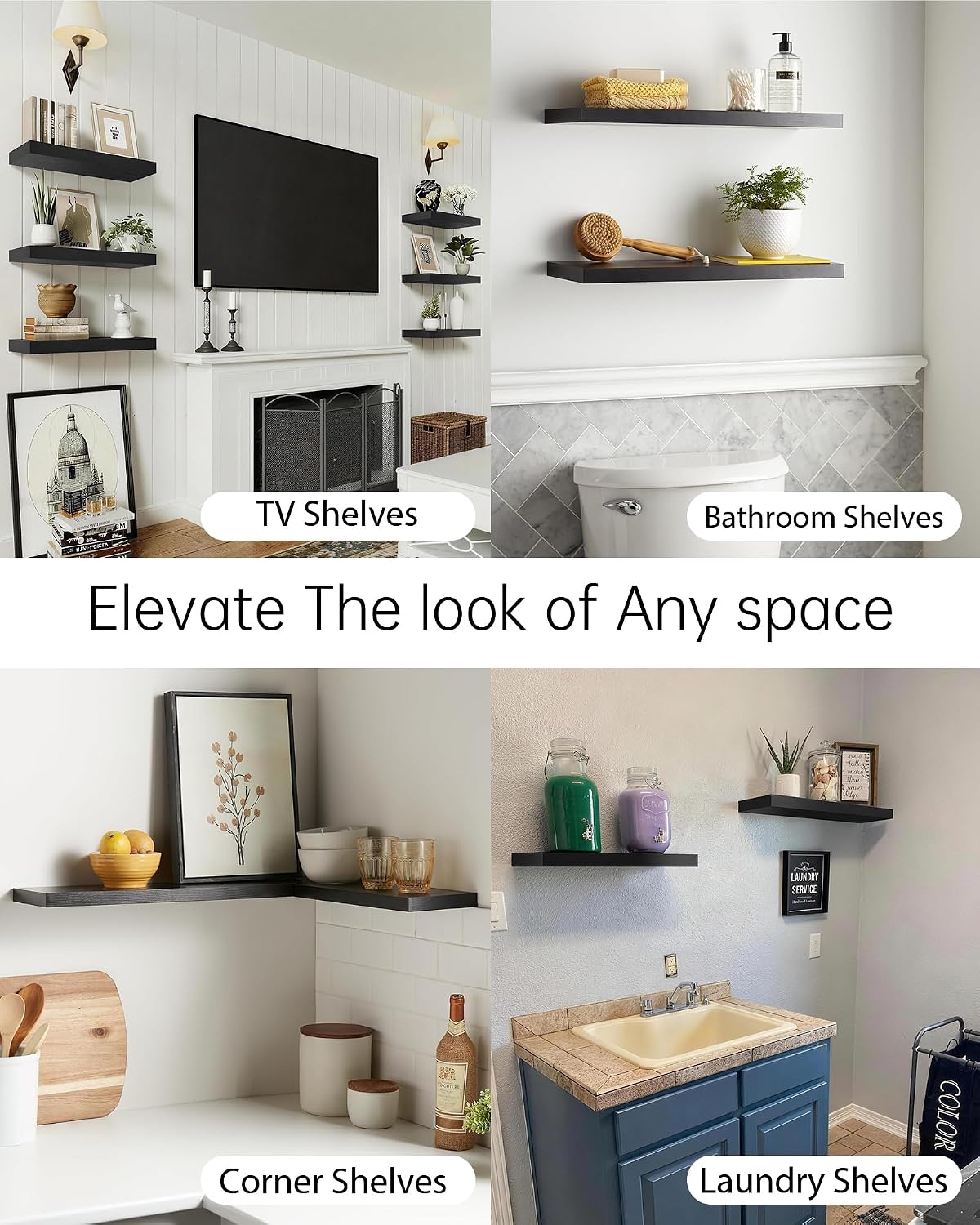 Rustic Brown Bathroom Floating Shelves