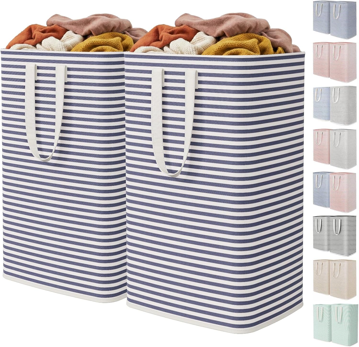 2 Pack Laundry Basket 80L Each, Collapsible Clothes Hamper with Reinforced Handles