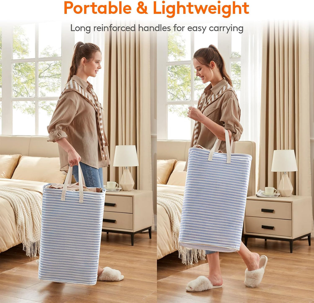 2 Pack Laundry Basket 80L Each, Collapsible Clothes Hamper with Reinforced Handles