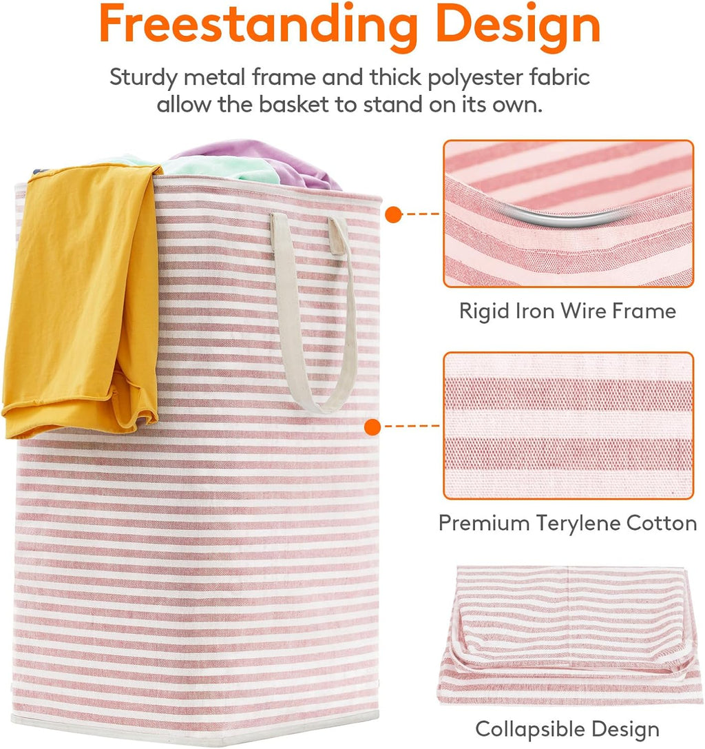 2 Pack Laundry Basket 80L Each, Collapsible Clothes Hamper with Reinforced Handles