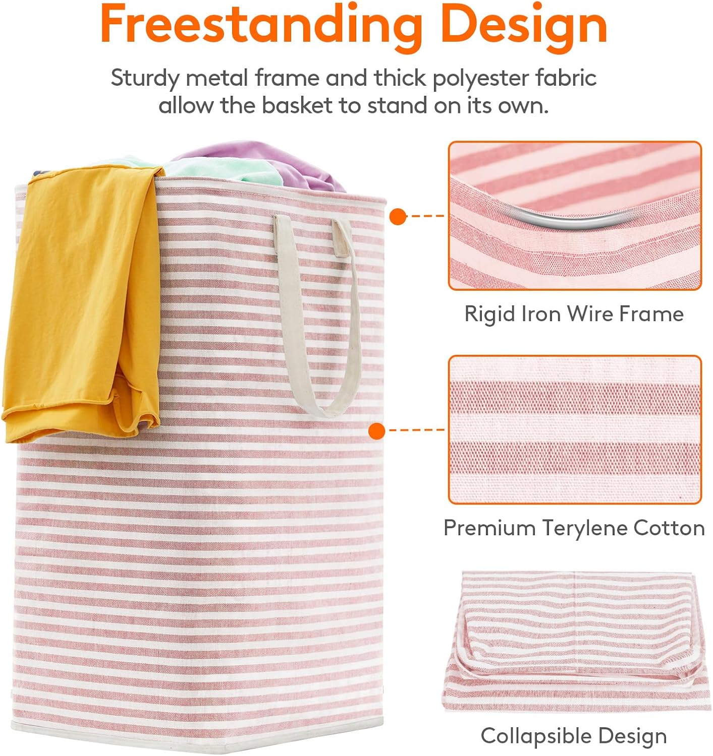 2 Pack Laundry Basket 80L Each, Collapsible Clothes Hamper with Reinforced Handles